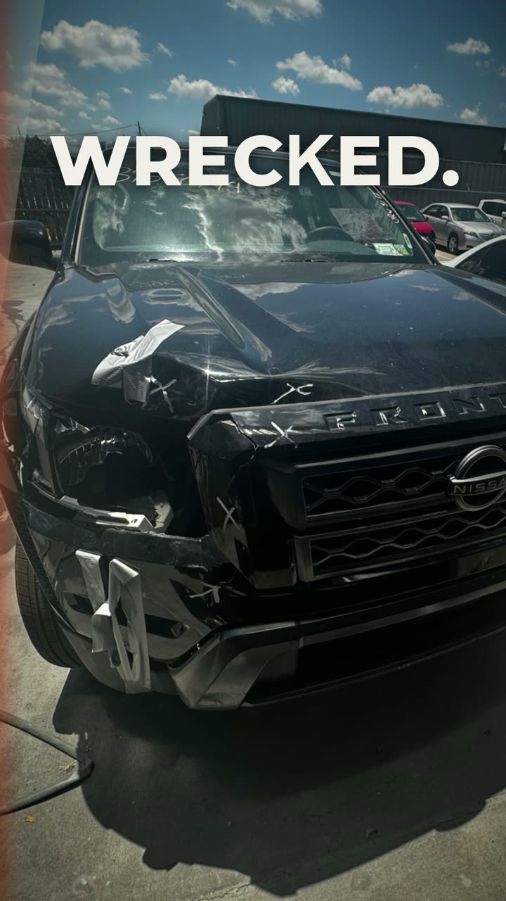 Before and after video: a wrecked Nissan Frontier and a Lexus IS in primer restored to a flawless finish at 8SRT Collision and Paint